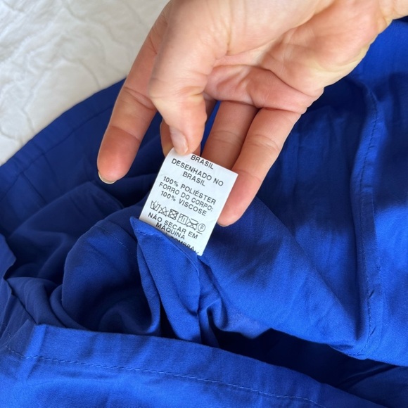 Tulle Blue Mini V-Neck Dandelion Sleeveless Dress with Pockets Lace Material - Picture 11 of 13